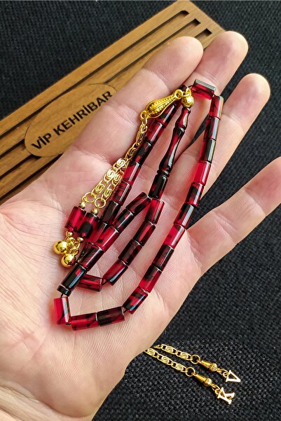 Vip Kehribar 5,5x10 Mm Kesme Ateşi Kehribar Tesbih Isme Özel Kişiselleştirile...