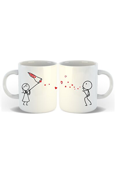 Hediyexpres كوب مكون من قطعتين بتصميم قلب طائر ويحتضن عيد الحب