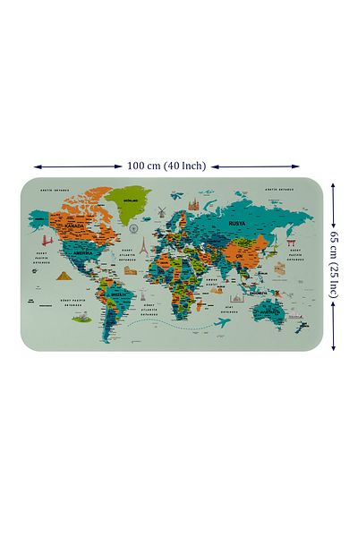 Doğal Tercih Turkish Educational World Map - Atlas Wall Sticker with Country and Capital Detail