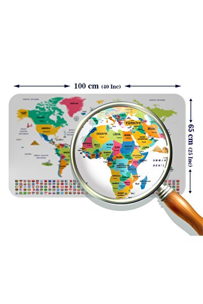 Doğal Tercih Turkish Educational Woman - Atlas World Map Wall Sticker with Capital Detail