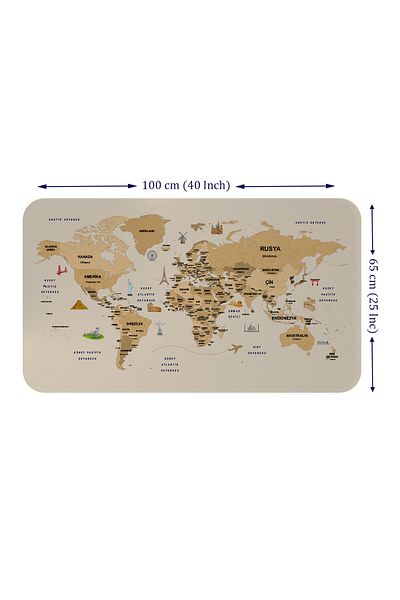 Doğal Tercih Turkish Educational World Map - Atlas Wall Sticker with Country and Capital Detail