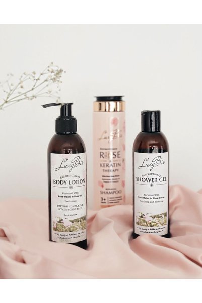 Luxy Bio 3-Piece Rose Hair and Body Care Shower Bath Set
