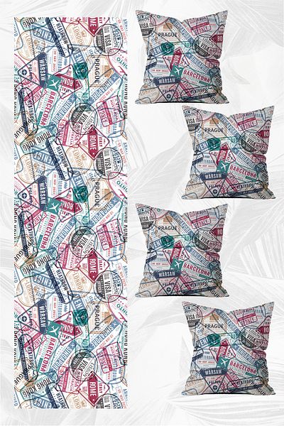 LadiesHome Special Design Runner και Σετ 4 Καλύμματα Μαξιλαριού Ριχτάρι 5 Τεμάχια 140x40 43x43 cm