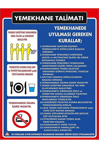 Emek İkaz Levhaları Dining Hall Instruction Warning/Warning Sign