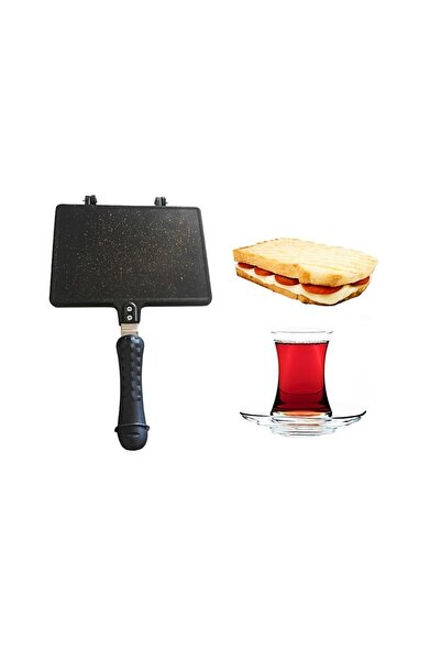 qussine Tost Makinası Döküm Granit Kaplama Tost Tavası