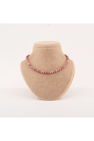 Deniz Doğal Taş Sertifikalı Pembe Jasper ( Taşlar) Doğaltaş Kolye 6 Mm, M168