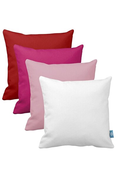 Bc Home 4'lü Pembe Tonlar Kırlent Kılıfı Seti Düz ,Kırmızı, Fuşya, Gül Kurusu...