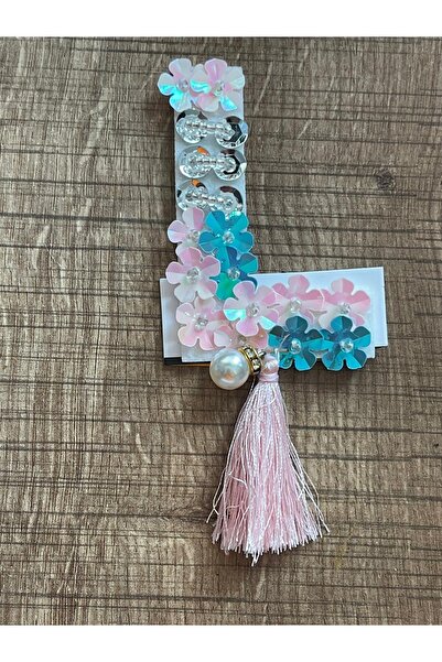 Gönülden Tasarım 7x5 cm šljokičasto slovo L sa bisernim kamenom i Sa resama a...