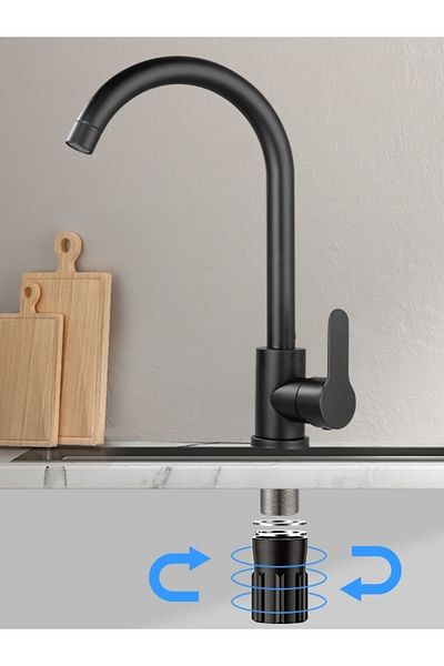 FLEKO BATARYA Fleko Mob-c402 Chrome Black Faucet