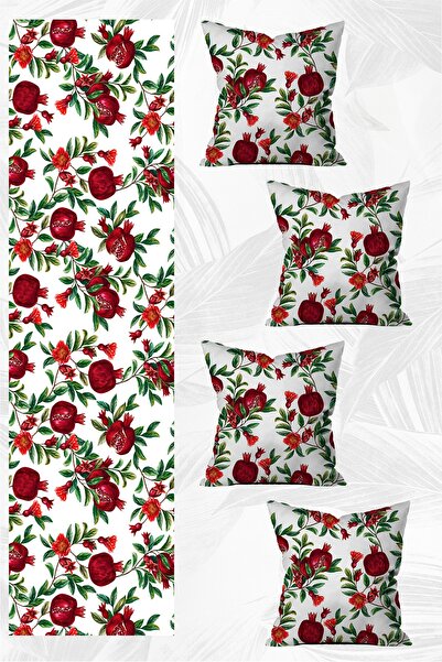 LadiesHome Спеціальний дизайн бігун і набір чохлів для 4 подушок, 5 штук, 140x40, 43x43 см