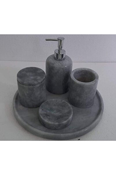 SARITAŞ Σετ μπάνιου 5 τεμαχίων από γκρι μάρμαρο