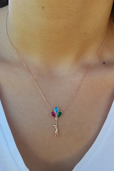 GÜMÜŞ ÇİZGİLER Balonlu Kız Gümüş Kolye