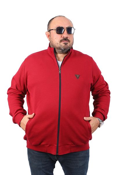 MocGrande Plus Size Cardigan Zippered Approval 22723-burgundy