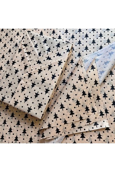 t tuğset etiket New Year's Pine Patterned Pelur Paper, New Year's Gift Package, Pelur Paper, New Year's Packaging 10 Pieces