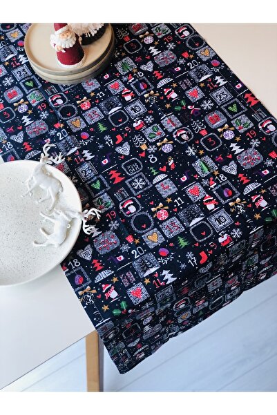 Derin Düşler زينة عيد الميلاد مطبوعة بنمط عيد الميلاد، زينة عيد الميلاد باللون الأزرق الداكن مقاس 50*150 سم