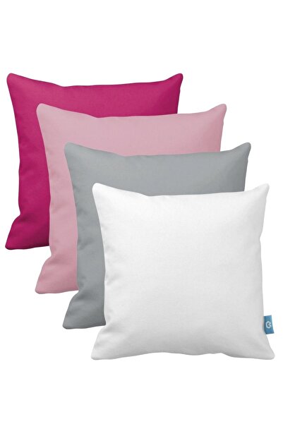 Bc Home 4'lü Bahar Kırlent Kılıfı Seti Düz, Sade,yumuşak Dokulu, Fuşya, Pembe...