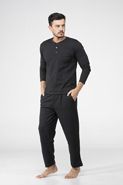 MAGİCAL STORY Pamuklu Cepli Erkek Siyah Pijama Takımı