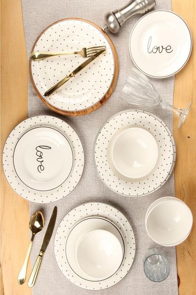 Porland 17 Cm Porcelain Hope 6-Piece Flat Plate Set