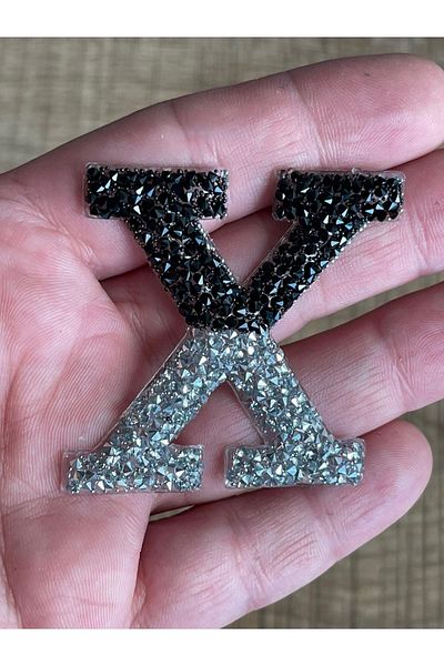 Gönülden Tasarım 5x5 Cm X Literă Piatră Negru Alb Aplicație Adezivă Armata Patch