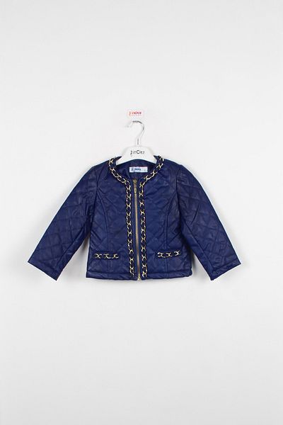 incity Girl's Chain Detailed Saks Leather Coat