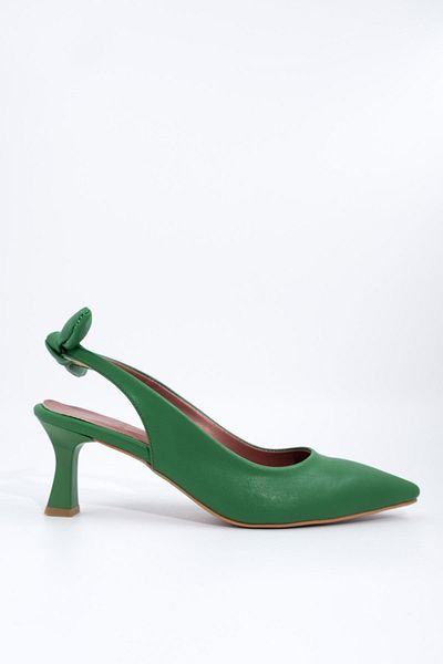 Modabuymus Minipony Green Short Heeled Stiletto Shoes with Bow on the Back