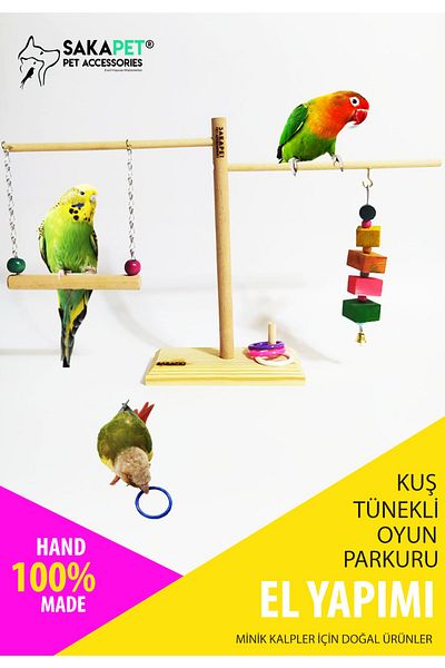 SAKAPET Natural Solid Wood - Leisure Track with Bird Perches