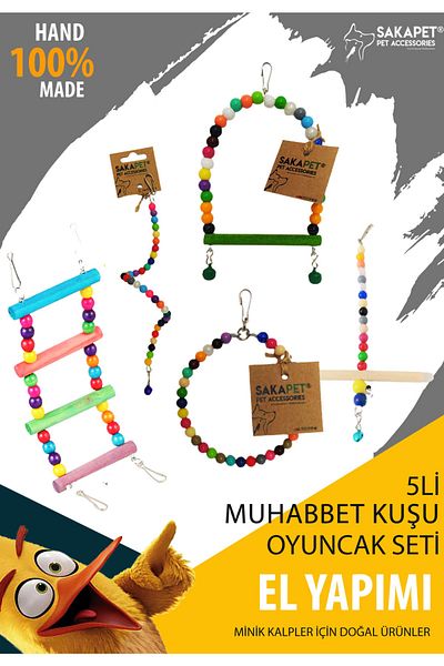SAKAPET Set of Five Bird Toys
