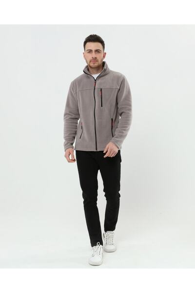 VEGA PORT Unisex ανοιχτό γκρι μπουφάν Bato γιακά με φερμουάρ 3 τσεπών εξωτερικού χώρου