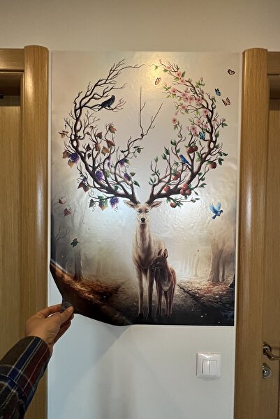 statik kağıt Statik Tutunma Özellikli Tablo- Poster Hayvan (Model-3)