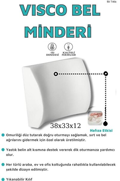 Ankaflex Visco Medikal Ortopedik Oto Araç Ofis Çalışma Bel Destek Yastığı Sır...