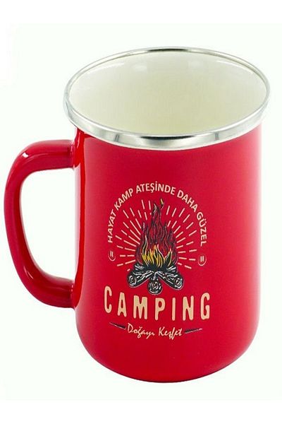 Orcamp Retro Enamel Mug Cup Adventure 330 Cc Red--e&donline