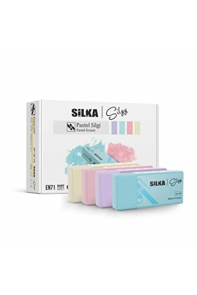 Silka Gumă de șters Pastel, 4 culori, pentru elevi (PACHET DE 24)