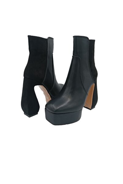 lescarpe Buckle Detailed Imported Leather Heeled Women's Boots