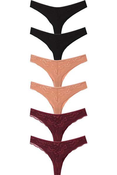 Papatya 6-Piece Lace Laser Thong
