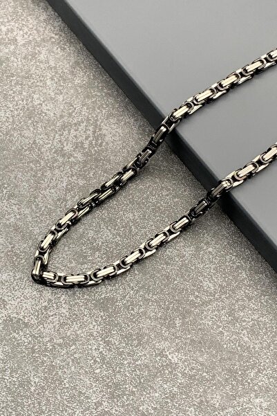 Navimarine Siyah-gümüş Renkli 316l Çelik Erkek Kral Kolye Nvj30463-563-ab2