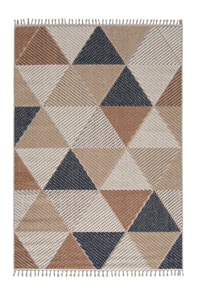 Enti Halı 4K Halı Enti Halı Bukle 1405 Sarı Hav Vermez Örgü Dokuma Modern Desenli Polipropilen Makine Halısı