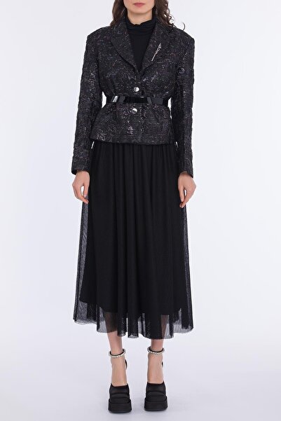 Qui Prive Kadın Jakar Desenli Kemerli Ceket