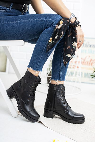 Deripabuc Genuine Leather Black Women's Leather Boots Dp46-1610