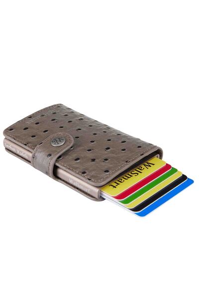 WalSmart Mini Ostrich Leather Wallet with Smart Mechanism