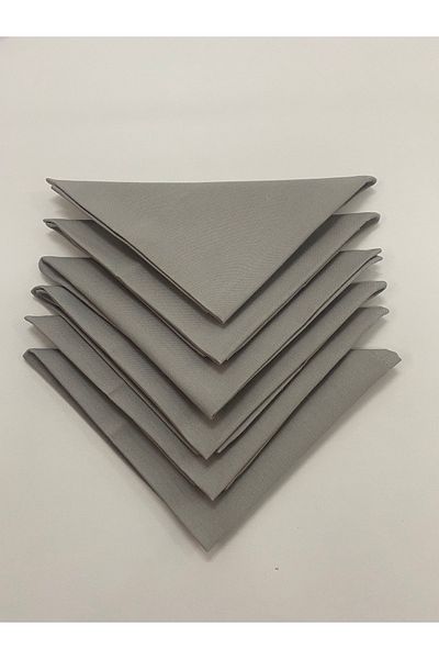 NATURAL HOME Gray Fabric Napkin Special Stitched 6-Piece Napkin Set
