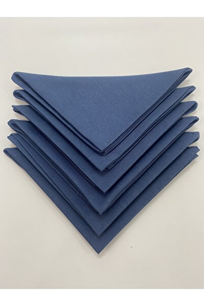 NATURAL HOME طقم منديل من القماش النيلي مكون من 6 قطع مخيط بشكل خاص