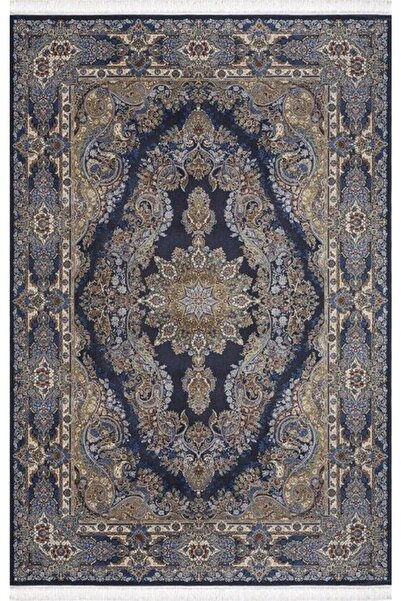 Artemis Halı Silk 5156 A Kemik Lacivert Ipekli Salon Halısı