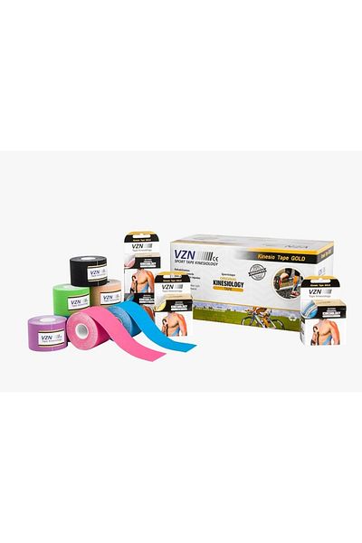 VZN Tape Kinesiology شريط رياضي Vzn Kinesio – شريط ألم رياضي 5 متر × 5 سم أحمر 4 قطع