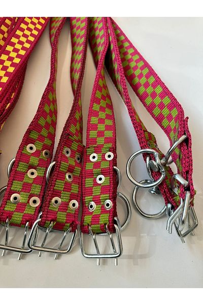 BALTAŞ Double Layer Woven-Iri Breed Checkered Dog Collar