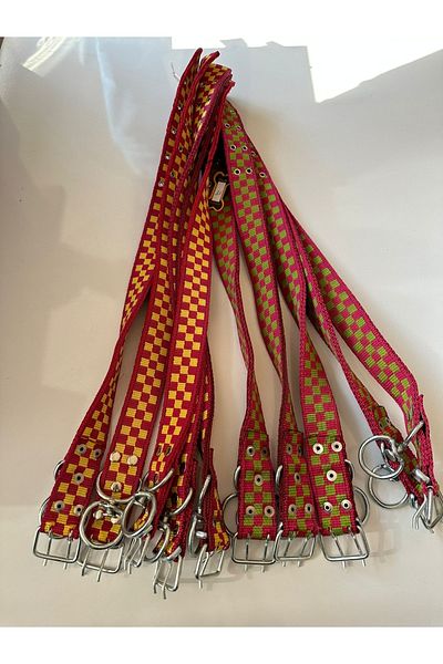 BALTAŞ Double Layer Woven-Iri Breed Checkered Dog Collar