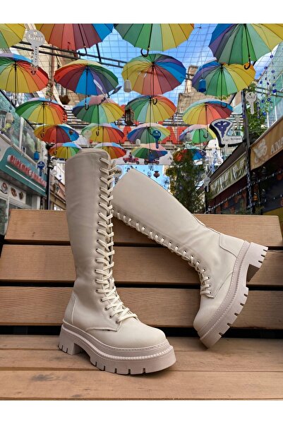 Beety BK10.347 Kalın Taban Bağcıklı Postal Tarz çizme Bot