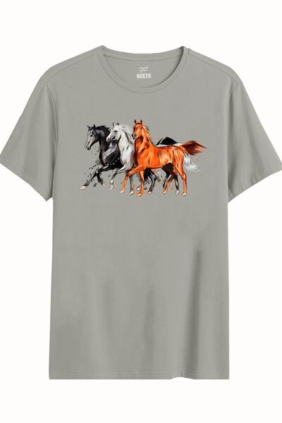 noetr Ανδρικό μπλουζάκι σε γκρι χρώμα Regular Fit με τύπωμα Ntr4005