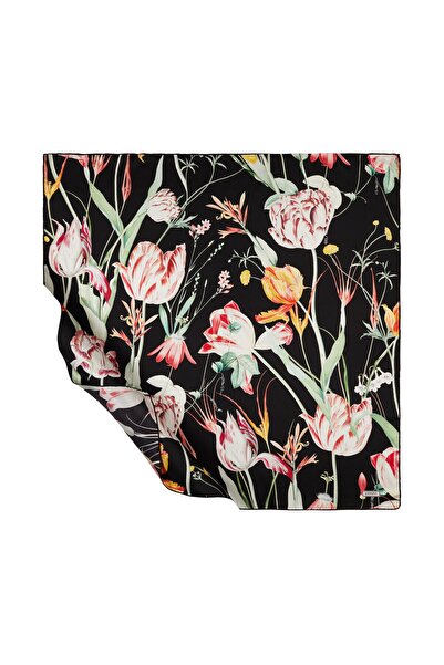 ipekevi Eșarfă de mătase Tivil - Eșarfă de mătase cu model floral Melancholia...