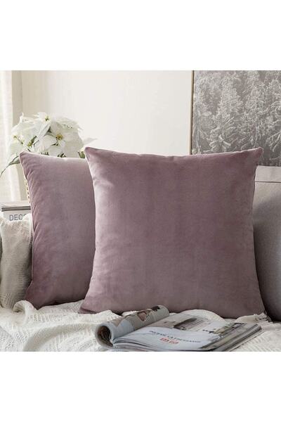 LadiesHome غطاء وسادة مخملي فاخر من Dried Rose مكون من قطعتين مقاس 43 × 43 سم