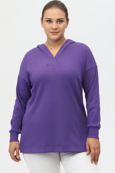 Seamoda Hanorac cu camisole confortabil în 4 sezoane, cu detaliu cu fantă - violet
